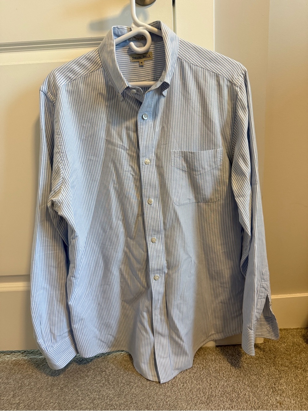Men's Light Blue Pinstripe Button-Down Shirt
